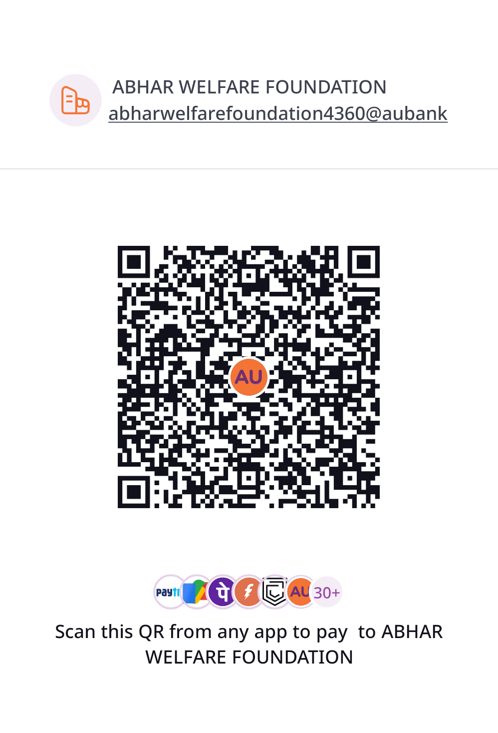 UPI QR code for ABHAR Welfare Foundation